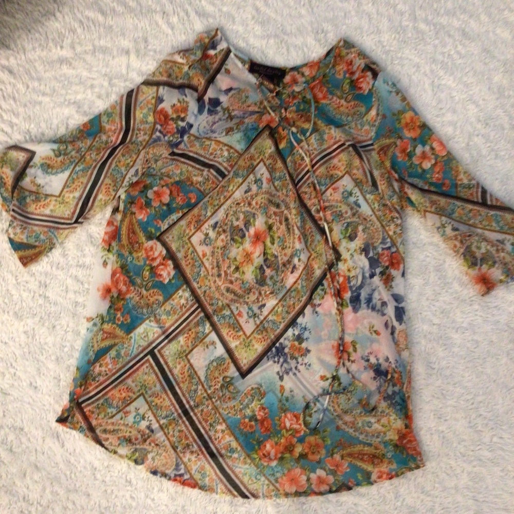 Isabel Hayley Sheer Floral Boho Blouse - Picture 6 of 10